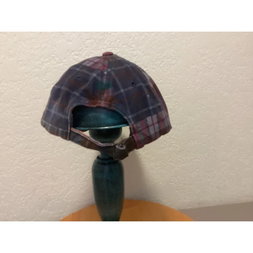 Teddy Fresh Plaid Hat Cap Bear Blue Maroon Multicolored Adjustable Cotton